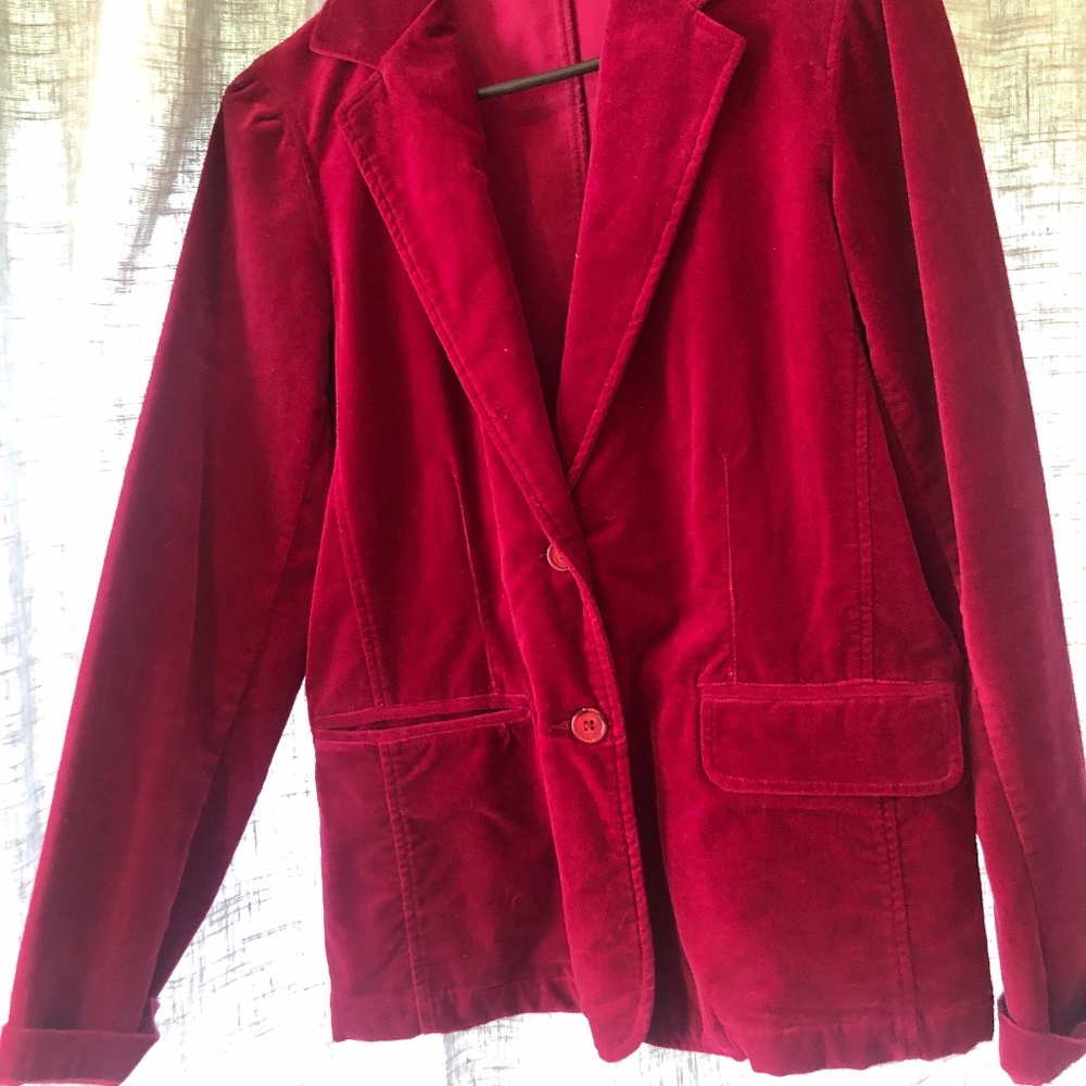 Karen Kane Fuscia Velvet Blazer
